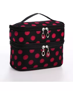 Косметичка, 2 отдела на молниях, с ручкой, цвет чёрный/розовый арт. СМЛ-270445-1-СМЛ0002997042