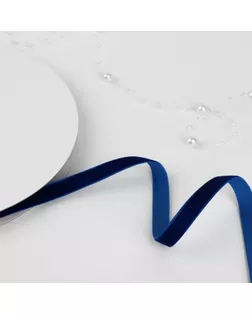 Лента бархатная, 10 мм, 18 ± 1 м, цвет синий №47 арт. СМЛ-244830-2-СМЛ0003020306