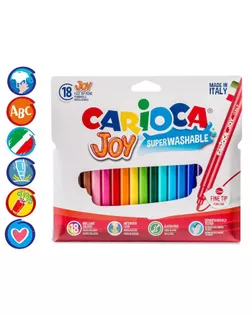 Фломастеры 18 цветов Carioca "Joy" 2.6 мм, смываемые, картон, европодвес арт. СМЛ-173675-1-СМЛ0003044809