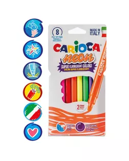 Фломастеры 8 цветов Carioca "Neon" неоновая палитра, смываемые,  картон, европодвес арт. СМЛ-175073-1-СМЛ0003044831
