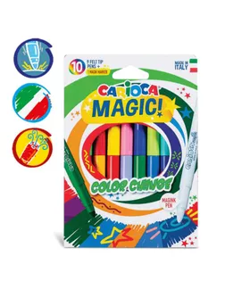 Фломастеры 9 цветов Carioca "Magic" +1 перекрашивающий, 6.0 мм,  картон, европодвес арт. СМЛ-173851-1-СМЛ0003044834