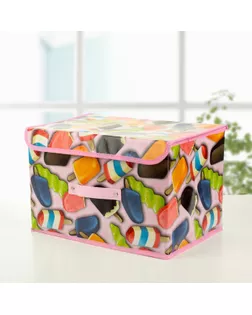 Короб для хранения с крышкой 38×25×23 см "Эскимо", цвет розовый арт. СМЛ-97937-2-СМЛ0003121646