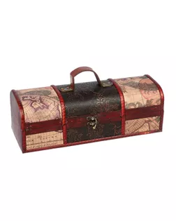 Шкатулка дерево под бутылку "Карта путешествий и розы" 12,5х35х13,5 см арт. СМЛ-96421-5-СМЛ0003218485