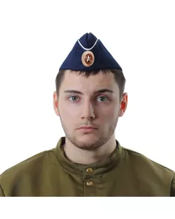 Пилотка с кокардой, обхват головы 54-57 см, цвет синий с белым кантом арт. СМЛ-52909-1-СМЛ0003273592