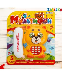 Телефон стационарный «Мишка», русская озвучка, работает от батареек, цвет оранжевый арт. СМЛ-58062-1-СМЛ0003279486