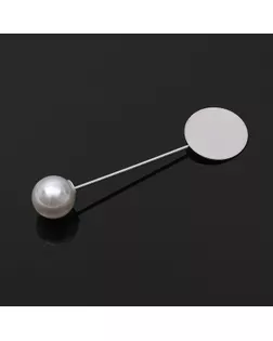 Основа для булавки с бусиной d=1 см (набор 5шт), L=5 см, площадка 1,5см, цвет серебро арт. СМЛ-24149-1-СМЛ3281464