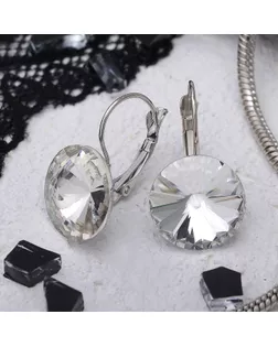 Серьги со стразами "Яркая классика", цвет белый в серебре, d=1,6 см арт. СМЛ-21466-3-СМЛ3281529