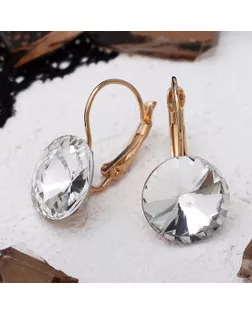 Серьги со стразами "Яркая классика", цвет белый в золоте, d=1,4 см арт. СМЛ-21465-1-СМЛ3281535