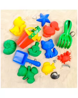 Набор для игры в песке, 8 формочек, совок, лейка, грабли, цвета МИКС арт. СМЛ-134405-1-СМЛ0003301622