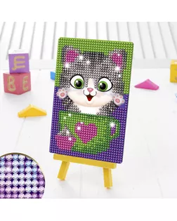 Алмазная мозаика на подставке "Котик", 10*15 см арт. СМЛ-9600-1-СМЛ3361856
