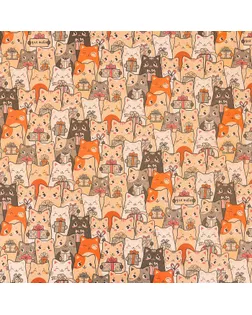 Бумага упаковочная крафтовая «Котики с подарками», 70 × 100 см арт. СМЛ-54659-1-СМЛ0003367747