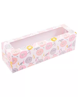 Коробка для макарун «Цветочки», 5.5 × 18 × 5.5 см арт. СМЛ-118085-1-СМЛ0003400709