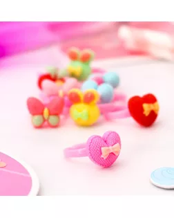 Кольцо детское "Выбражулька" ассорти с бантиками, форма МИКС, цвет МИКС арт. СМЛ-26234-1-СМЛ3411631