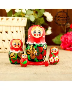 Матрёшка «Божья коровка», красное платье, 5 кукольная, 10 см арт. СМЛ-54805-1-СМЛ0003440243