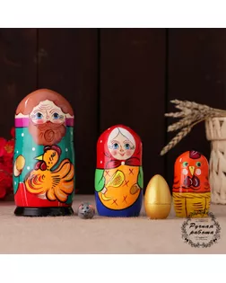 Матрёшка «Курочка Ряба», сюжетная, 5 кукольная, 13,5 см арт. СМЛ-120687-1-СМЛ0003440266