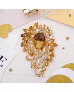 Брошь "Императрица" лавра, цвет шампанского в золоте арт. СМЛ-174298-1-СМЛ0003443399