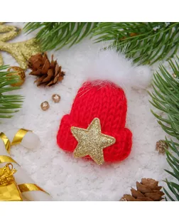 Брошь "Новогодняя сказка" шапочка теплая, цвет красный арт. СМЛ-37352-1-СМЛ0003443616