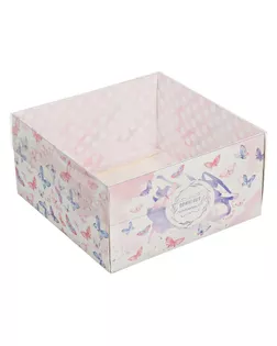 Коробка для кондитерских изделий с PVC крышкой «Приятных моментов», 12 х 6 х 11,5 см арт. СМЛ-56876-1-СМЛ0003506921
