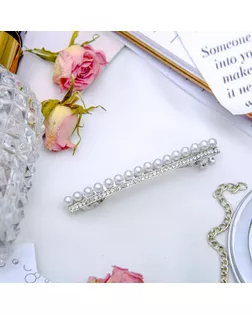 Заколка-автомат для волос "Луиза" 6,5 см, белый жемчуг и стразы арт. СМЛ-36251-1-СМЛ0003522242