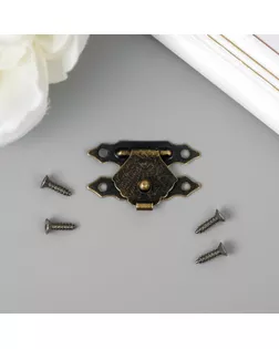 Замок металл для шкатулки бронза + гвозд. набор 10 шт 2х3 см арт. СМЛ-204731-1-СМЛ0003539214