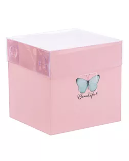 Коробка для цветов с PVC-крышкой Beautiful, 12 × 12 × 12 см арт. СМЛ-108266-1-СМЛ0003639702