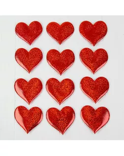 Сердечки декоративные, набор 12  шт, размер 1 шт 6,5*6  см, цвет красный арт. СМЛ-13070-1-СМЛ3649945