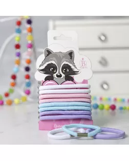 Резинка для волос "Весёлые зверята" (набор 8 шт) енотик арт. СМЛ-13189-1-СМЛ3656993