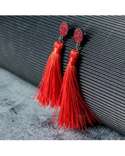 Серьги "Кисти" гармония, цвет красный, L кисти 8,5 см арт. СМЛ-22933-1-СМЛ3692810