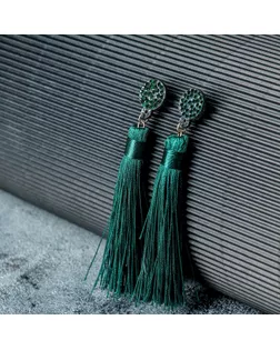 Серьги "Кисти" гармония, цвет изумрудный, L кисти 8,5 см арт. СМЛ-22933-3-СМЛ3692819