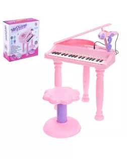 Пианино «Розовая мечта» с микрофоном и стульчиком, световые и звуковые эффекты арт. СМЛ-61128-1-СМЛ0003694076