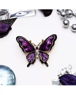 Брошь "Бабочка" дарк, цвет чёрно-фиолетовый арт. СМЛ-176181-1-СМЛ0003723790
