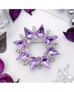 Брошь "Сияние" ореол, цвет бело-сиреневый в серебре арт. СМЛ-176189-2-СМЛ0003724007