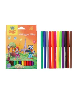 Фломастеры 12 цветов Мульти-Пульти «Енот во Франции», смываемые 240100 арт. СМЛ-188638-1-СМЛ0003733843