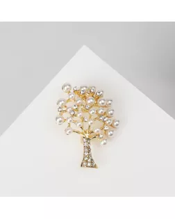 Брошь «Дерево заснеженное» с жемчугом, цвет белый в золоте арт. СМЛ-176175-2-СМЛ0003734755