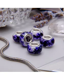 Бусина "Чернила", цв.бело-фиолетовый в серебре арт. СМЛ-36181-1-СМЛ0003740393