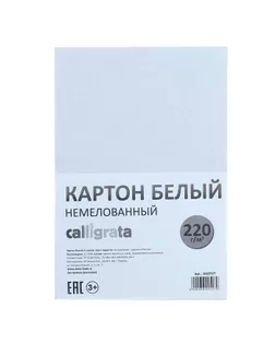 Картон белый А4, 6 листов, 220 г/м2 Calligrata, немелованный, ЭКОНОМ арт. СМЛ-205121-1-СМЛ0003802527