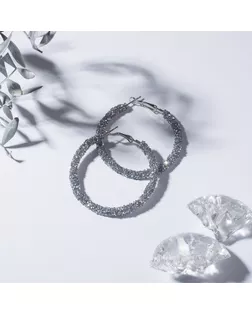 Серьги кольца "Шанталь" цвет серебро, d=5 арт. СМЛ-23338-1-СМЛ3843590