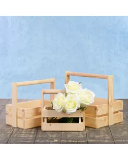 Набор кашпо деревянных подарочных "Модерн", 3 в 1, с ручкой, натуральный арт. СМЛ-59272-1-СМЛ0003853342