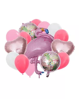 Букет из шаров «Фламинго», фольга, латекс, набор 16 шт., цвет голубой арт. СМЛ-98064-3-СМЛ0003885513