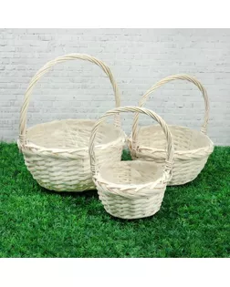 Набор корзин «Вьюнок», 3 шт, 30×14,5/36 см, 24×12,5/31 см, 19,5×10,5/25,5 см, ива арт. СМЛ-166462-1-СМЛ0003900417