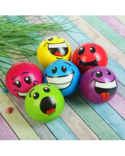 Мяч «Смайлики», мягкий, 6,3 см, виды МИКС арт. СМЛ-63759-1-СМЛ0003908909
