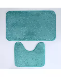 Набор ковриков для ванны и туалета «Поле», 2 шт: 39×50, 50×80 см, цвет зелёный арт. СМЛ-30393-1-СМЛ3916381