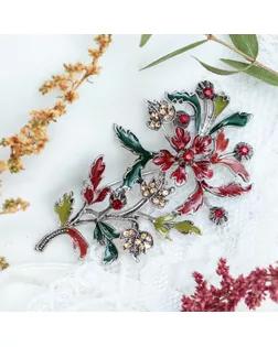 Брошь "Веточка осени", цветная в чернёном серебре арт. СМЛ-174737-1-СМЛ0003925024