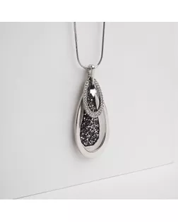 Кулон "Калейдоскоп" капля, цвет бело-серый в серебре, 72 см арт. СМЛ-26693-1-СМЛ3952620