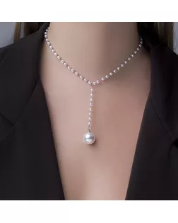 Колье с жемчугом "Олимпия", цвет белый в серебре, 32 см арт. СМЛ-29140-2-СМЛ3961209