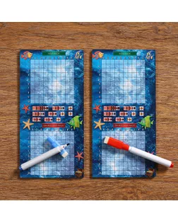 Настольная игра морской бой "На Дальних берегах", 2 стираемых маркера, 2 игровых поля арт. СМЛ-63470-1-СМЛ0003970718