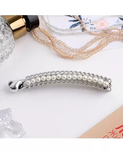 Банан для волос "Тайна морей" 9,5 см бусины ажур, серебро арт. СМЛ-28046-1-СМЛ3974878