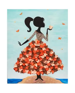 Мозаика из пайеток на холсте "Девочка с бабочками" арт. СМЛ-17128-1-СМЛ3976283