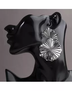 Серьги металл, "Атмосфера" сжатые цветы, цвет серебро арт. СМЛ-23946-1-СМЛ4001748