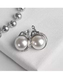 Серьги с жемчугом "Круг" классика, цвет белый в серебре арт. СМЛ-24272-2-СМЛ4070811